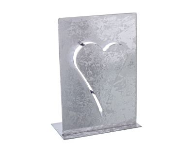 P. CANDELA CUORE STAND METAL ARGENTO