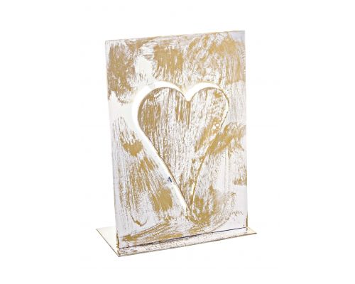 P.CANDELA CUORE STAND METAL ORO